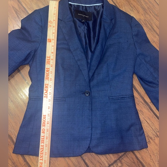 Banana Republic Navy Plaid Blazer suit jacket size 2 petite - Picture 3 of 5